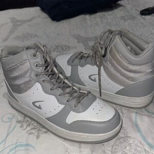 Gray and White High-Top Sneakers